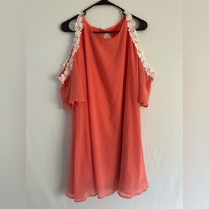 Aofur Dress Womens 2XL Cold Shoulder Lace Chiffon Whimsical FairyCore